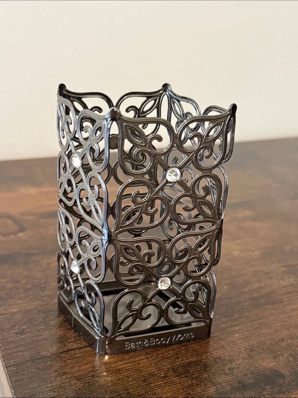 Bath & Body Works Ornate Nickel Gem Heart Gate Sleeve Metal Hand Soap Holder